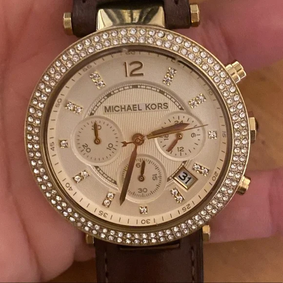 Michael Kors watch! Barley worn Barley worn, light blue leather Michael Kors watch... | Depop main image 2